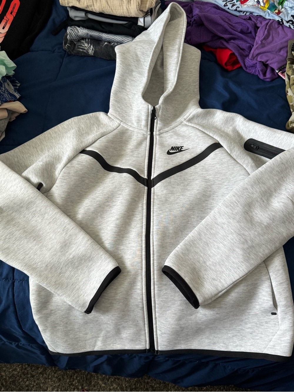Nike Tech Gray and Black Full-Zip Hoodie